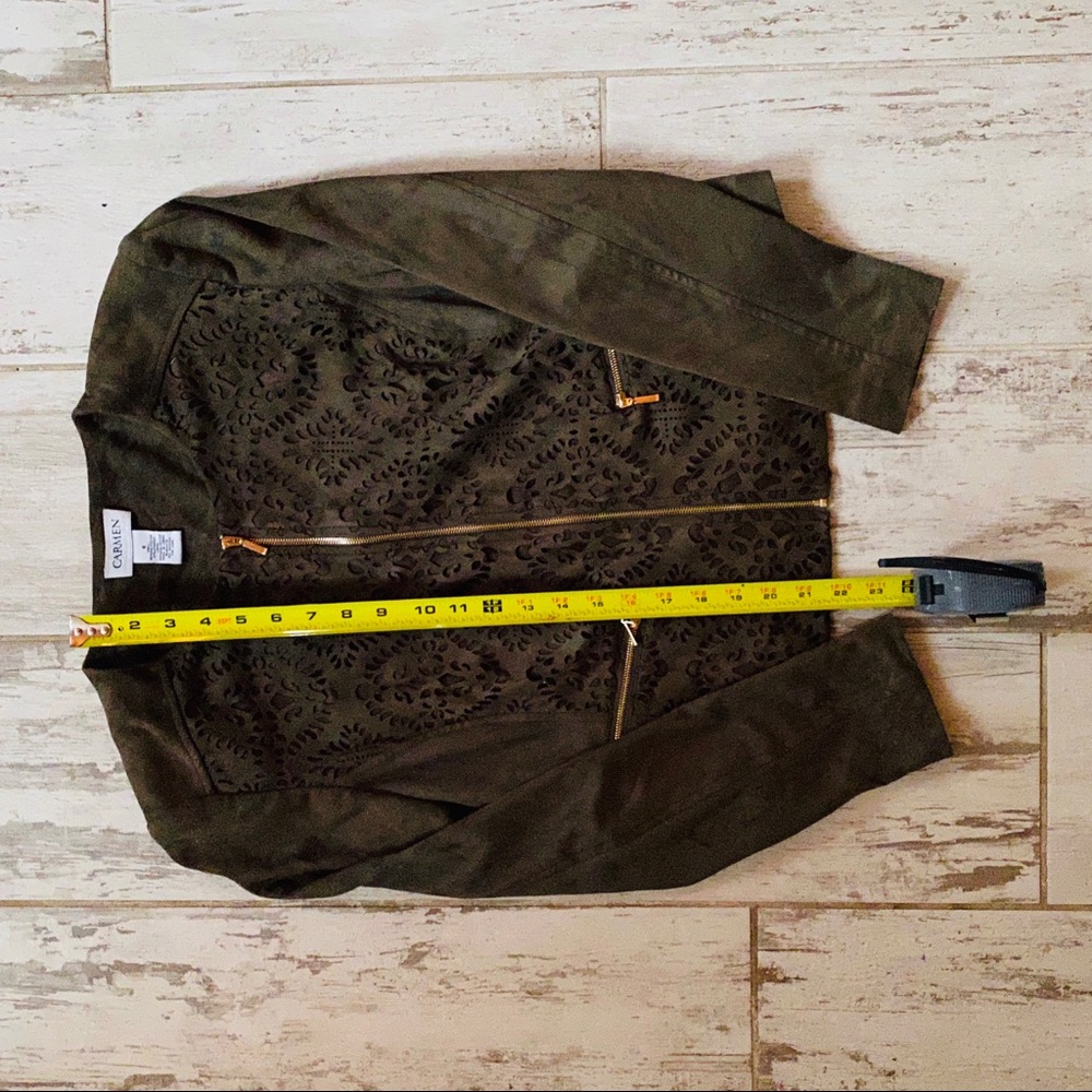 {SALE} Carmen Marc Valvo Zip Up Motto Jacket. - Picture 6 of 8